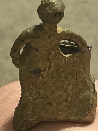 Victorian KNAPP Black Cast Iron Match Holder Colonial Boy Tree Trunk Lizard 4" - Bild 4 von 6