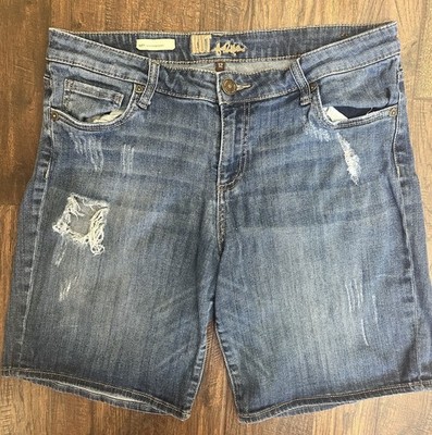 Kut From The Kloth Katy Boyfriend Shorts Womens 12 Distressed Denim Stretch