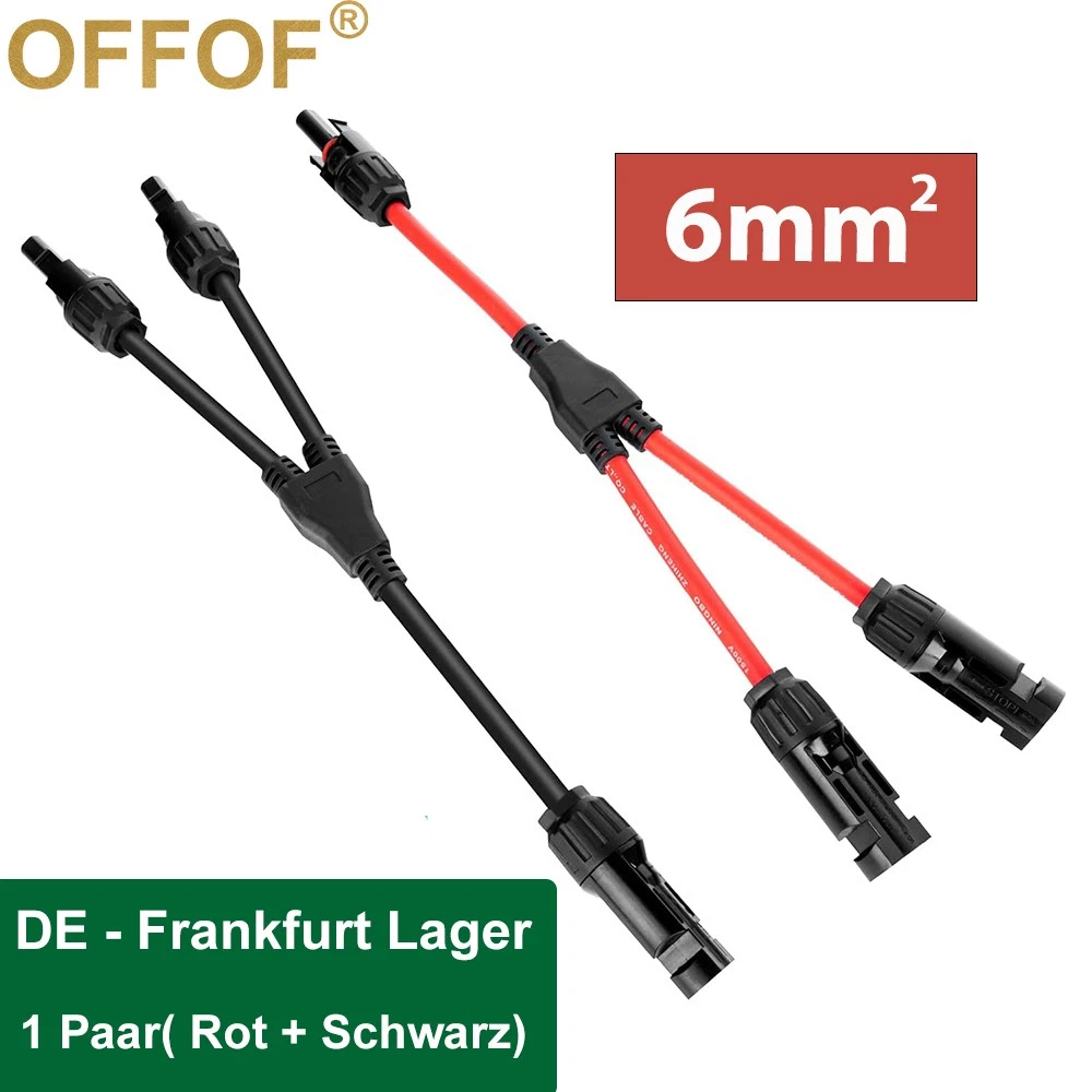 6mm Y Solar Stecker PV Kables Verteiler Buchse Kupplung Sicherung PV 1Y2 FMM+MFF
