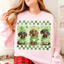 Dachshund St Patrick  s Day PNG Lucky Shamrock Dog Sublimation