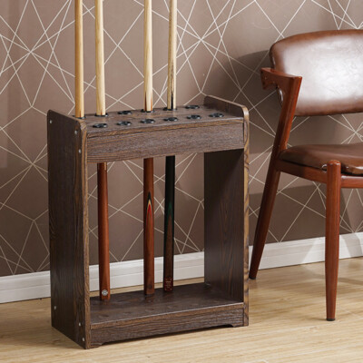 12 Hole Pool Cue Rack Stick Holder Floor Stand Billiard Cue Rack Wood Organizer