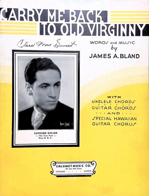 Carry Me Back To Old Virginny Sheet Music Leonard Keller The Tone Poet NBC Bland