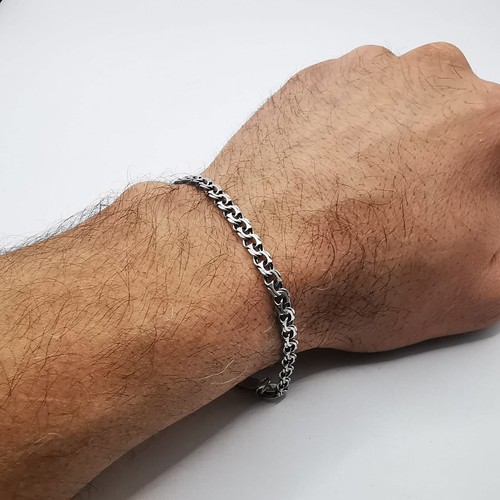 Hermosa pulsera de cadena vintage joyería plata de ley 925 hecha a mano 6,40 g - Imagen 6 de 8