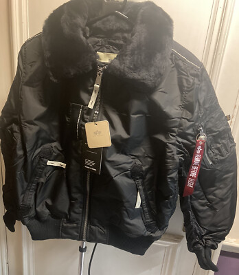 New Mens Alpha Industries Injector III Black Bomber Jacket Size