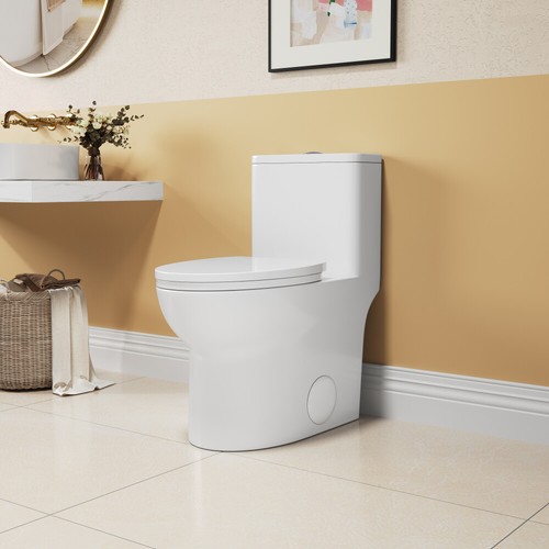 1.1/1.6 GPF Elongated Comfort Height Floor Mounted One-Piece Toilet, White - Picture 5 of 7