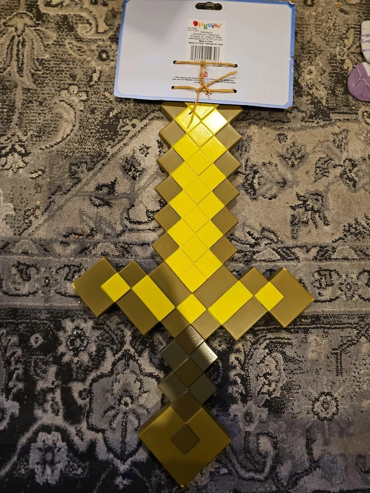 Minecraft Gold Toy Sword 20.25" L  x 10" W Diamond Costume Halloween Fun Gift - Image 2 of 4