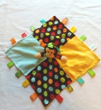 Taggies Mary Meyer Monkey Polka Dot Security Blanket/Lovey 13" 13"