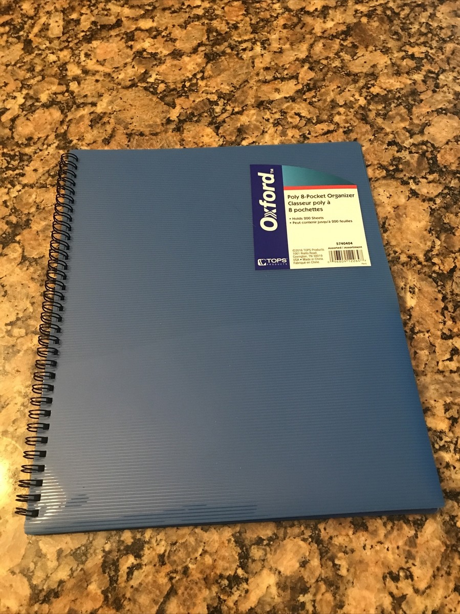 Brand New Oxford Poly 8 Pocket Folder Blue 5740404 School Work