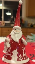 Midwest 7" Ceramic Santa Ringing Bell Christmas Red & White