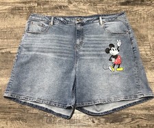 VTG Disney Sz 22  Mickey Mouse  Jean Shorts Denim Minnie Cartoon Vacation F3