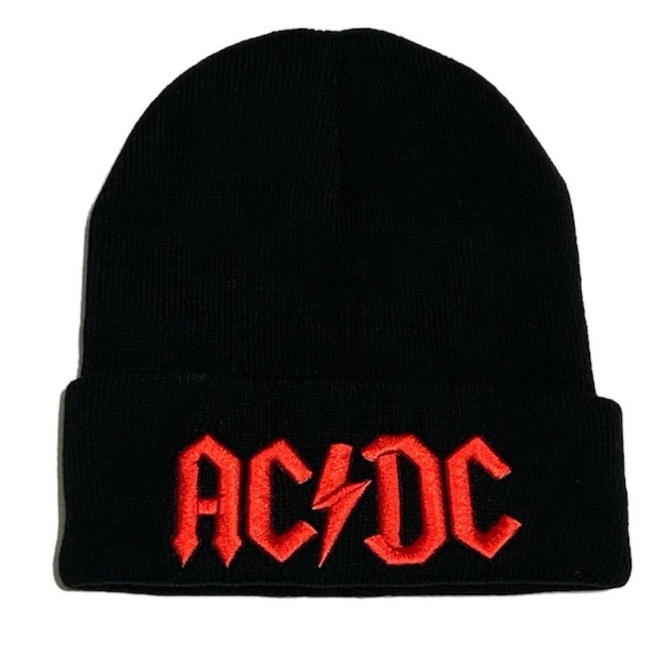 AC/DC Beanie Knit Cap Rock & Roll Black With Red Logo One Size New | eBay
