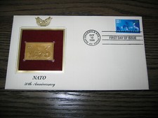 1999 NATO 50th Anniversary 22kt Gold Golden Replica Cover Stamp FDC FCI