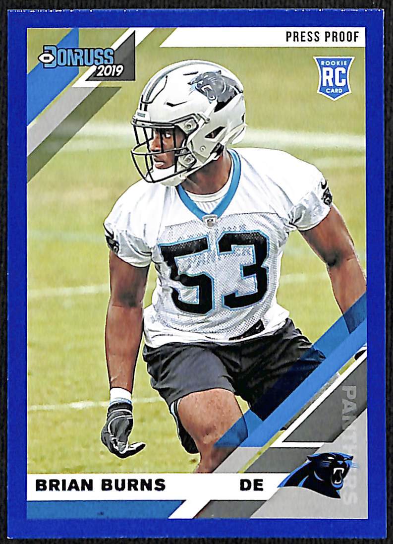 2019 Donruss Press Proof Blue Brian Burns #256   Carolina Panthers