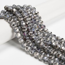 Gun Metal Gray Crystal Glass Matte Faceted Round Beads 8mm 10mm 12mm 15.5"Strand