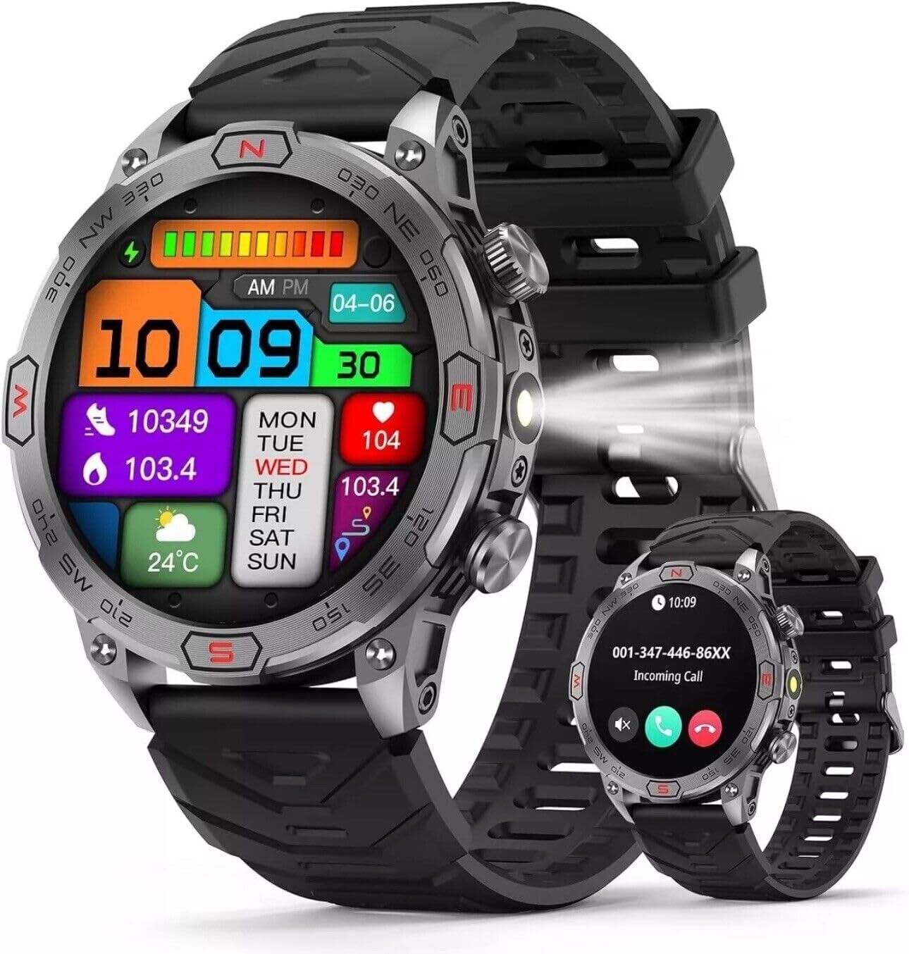 Smart Watch for Asus Zenfone 8 Military Tactical Sport Fitness Tracker