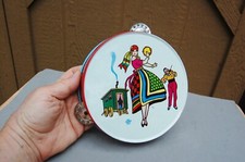US Metal Toy Tin Tambourine Noisemaker Halloween New Years Gypsy Dancer 6 1/2"