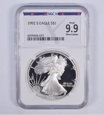 Proof 9.9 1992-S American Silver Eagle $1 NGC X NGCX - Almost PERFECT