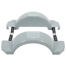 Set of 2 Single Axle Trailer Fenders For 13" Wheels Tire Skirt Boat (Gray)