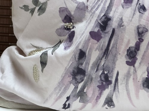 NEXT Mauve Cotton Sateen Printed Embroidered Beaded Peacock Cushion - Picture 10 of 18