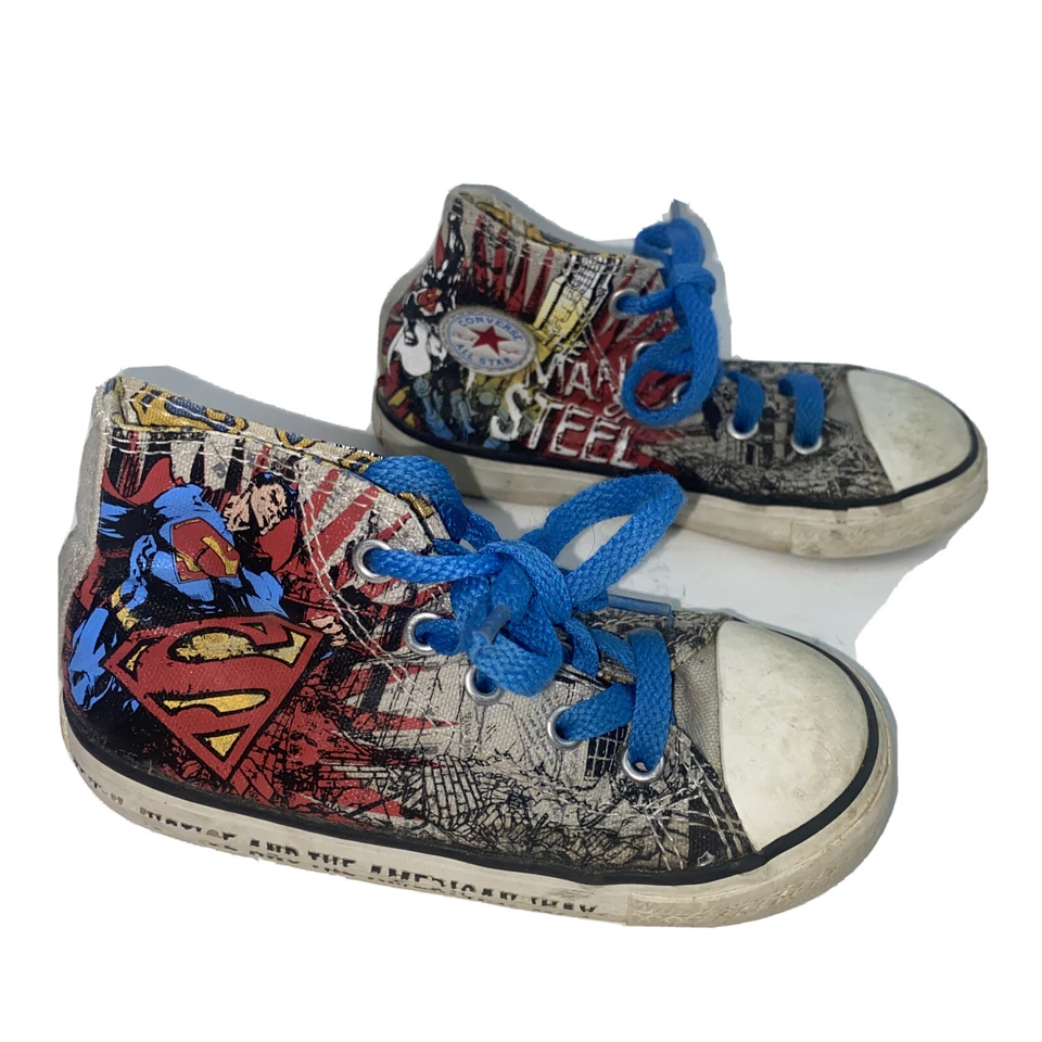 Zapatillas Converse Chuck Taylor Superman Hombre de Acero Zapatos Talla 9 Infantes Foto 4 de 4