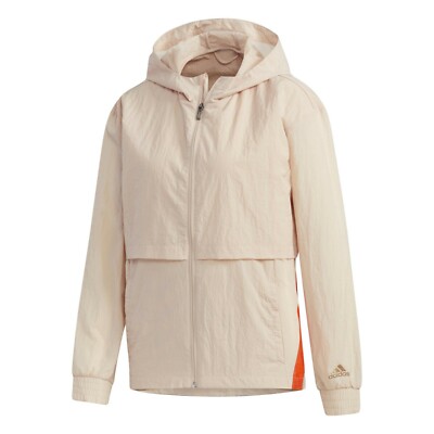 Adidas Women's U-4-U WindBreaker Jacket Coat L XL Ash Pearl Multi Sport FZ NWT