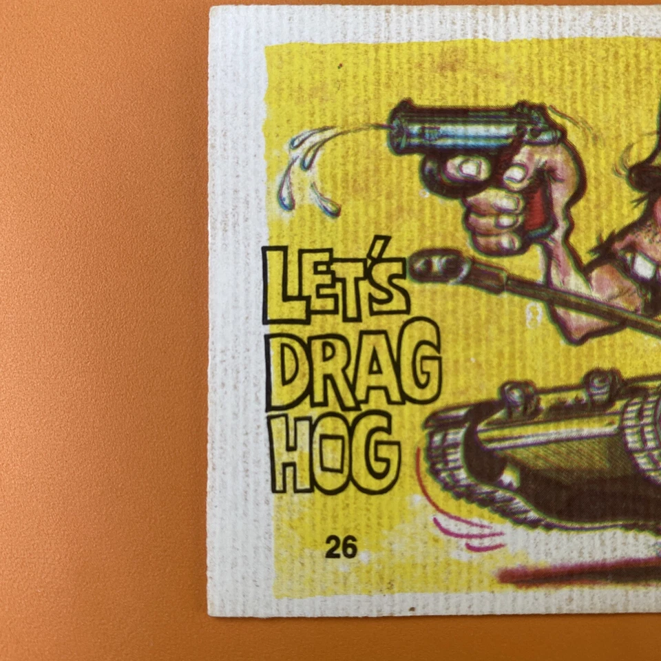 ODD RODS Donruss Sticker Card #26 Lets Drag Hog 1969-1973 Vintage Hot Rod RARE - Image 2 of 4