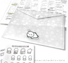 NEW Grey Daisies A5 Plastic Sticker Envelope TheCoffeeMonsterzCo TCMC