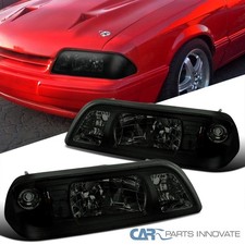 Fits 1987-1993 Ford Mustang Replacement Smoke 1pc Style Headlights Corner Lamps Fits 1987-1993 Ford Mustang Replacement Smoke 1pc Style Headlights Corner Lamps