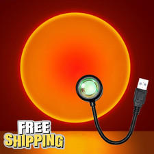 Image of LED Sunset Projector Lamp USB Mood Night Light For Bedroom Wall Decor