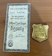 Vintage Lone Ranger Deputy Toy Badge with Secret Compartment and Certificate