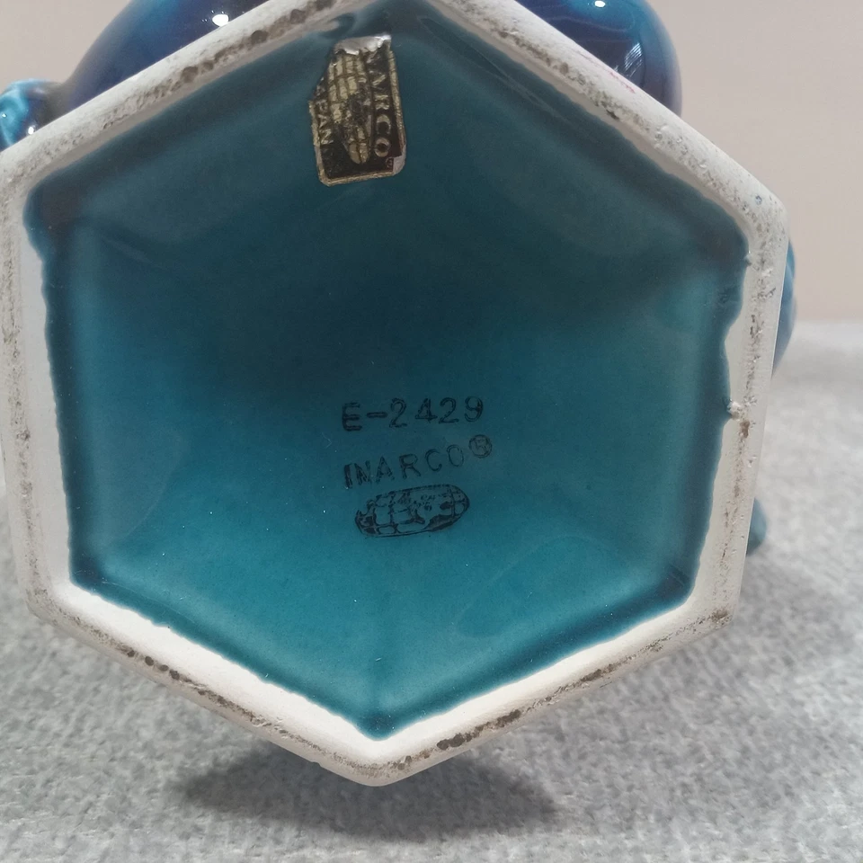 Кувшин на ножках Inarco синий/зеленый 6 дюймов E-2429 виноград, груши, персики, яблоки - Изображение 4 из 4