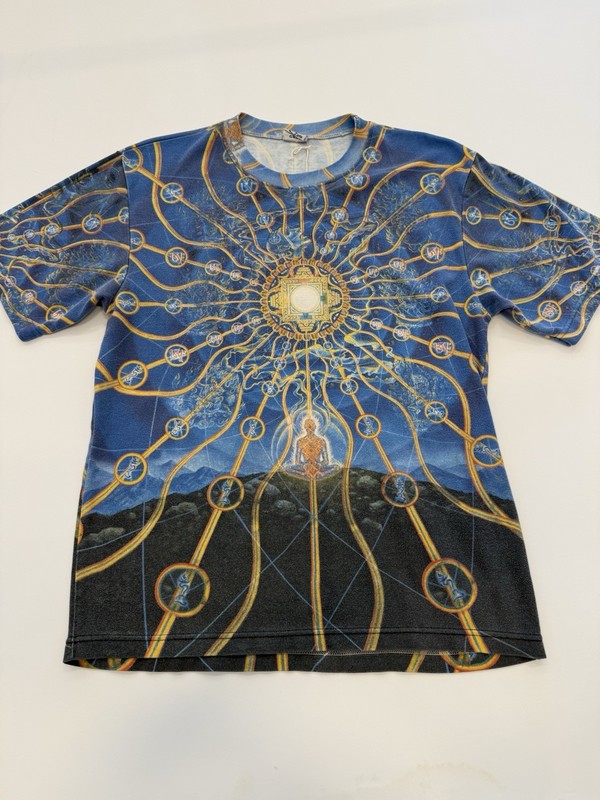 Crystal Tara InVisions x Alex Grey Art Tee All Over Print T Shirt Size L Vintage