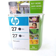 HP 27 Black Ink Twin Pack Sealed Box Dated: Feb 2010 New Old Stock