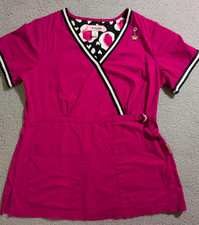 KOI by Kathy Peterson Women s Pink Short Sleeve V Neck Medical Scrub Top Size S
