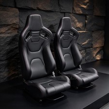 Pair Reclinable Racing Seats Lr Car Pvc Leather Sports Seat With Slider-black