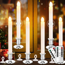 Window Candles, 6 Pack LED Battery Operated Christmas Candles for Windows with R