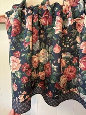 VTG 90s Curtain Valance Floral Navy Blue Roses 84"W x 21"L JCP Bold