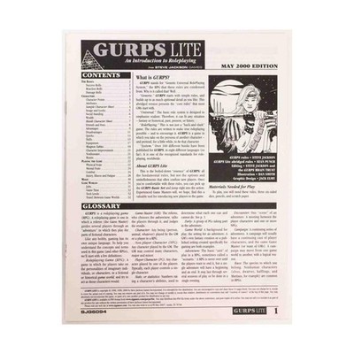 SJG GURPS 1st-3rd Ed GURPS Lite (2000 Ed) VG+