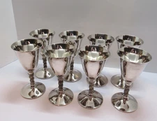Set of 8 FALSTAFF Small Cordial/ Wine Goblets ~ Silver Plated ~ 5" x  2.5" Spain