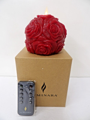 Luminara Red Rose Flameless Pillar Candle 4 x3'' with Remote New in Box
