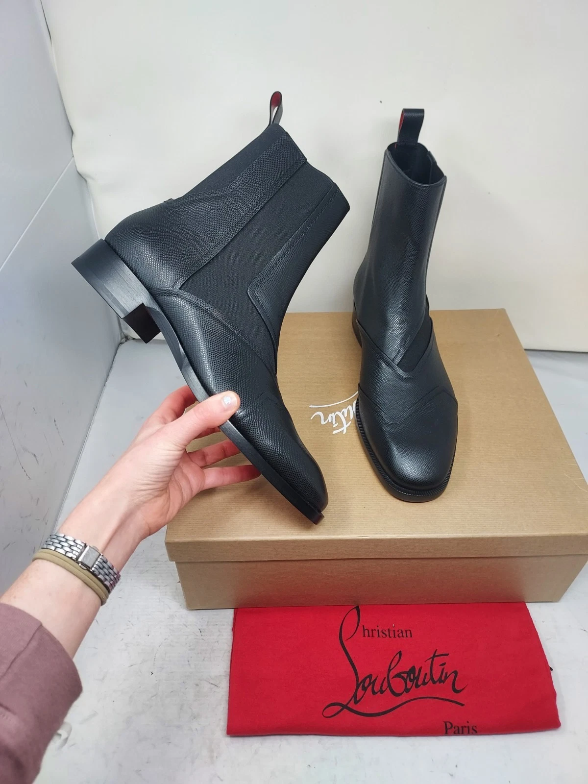 Christian Louboutin — Christian Louboutin EU 46 US 13 MENS New Black Boabi Leather Chelsea Boot