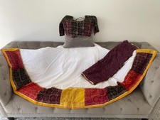 Choli with multicolor chaniya, black-maroon blouse, and maroon dupatta