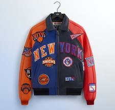 Kith Knicks x Rangers Madison Square Garden Colorblock Varsity Leather Jacket M