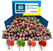 Jolly Rancher Round Lollipops, Assorted Fruit Filled Pops, Bulk Candy (2 Pounds)