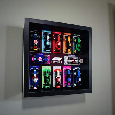 Display frame for Lego ® Formula One Minifigures F1 Series Race Cars 71049 27cm