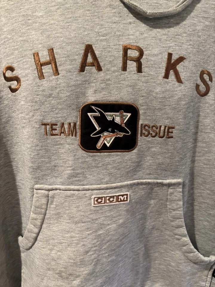 Sudadera con Capucha Vintage San Jose Sharks Team Edición Hombre Mediana Grande CCM Gris Foto 2 de 4