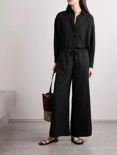 James Purse Matte Poly Wide Leg Oversized Black Pants/ Size 2/M