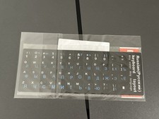Russian Keyboard Stickers Blue on Black 