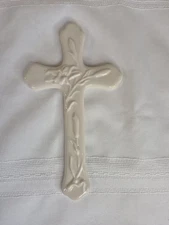 Lenox  White Ceramic Cross With Cat Tails Wall Art Decor Vintage 
