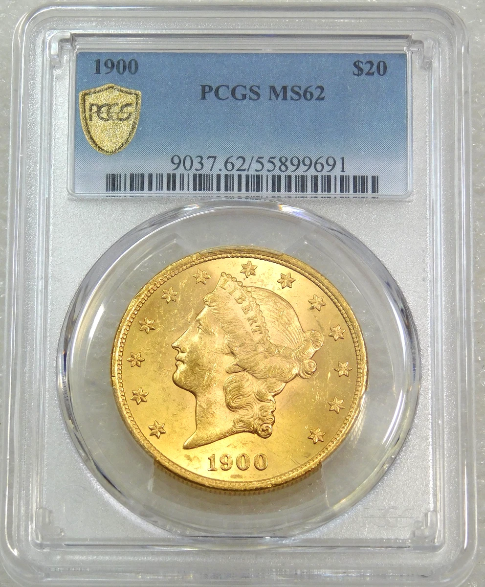 MS 62 Graded 1900 Year Double Eagle $20 US Gold Coins (Pre - 1933